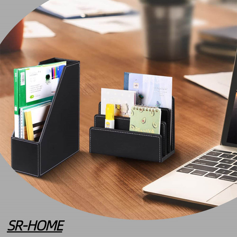 SRHOME Engineered Wood, Faux Leather Desk Organizer Set Wayfair Canada